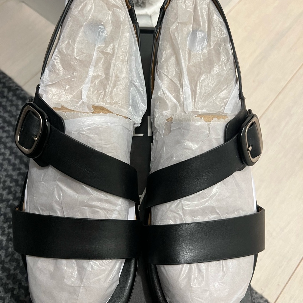 Black Buckle Strap Loafers